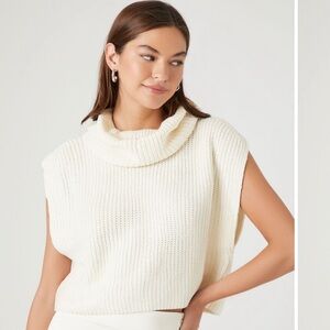 Cropped Sleeveless Turtleneck Sweater